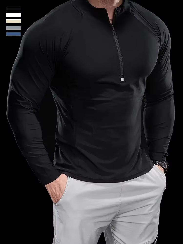 T-shirt de sport pour hommes, hauts de Fitness, de course, d'entraînement, col rond, séchage rapide,