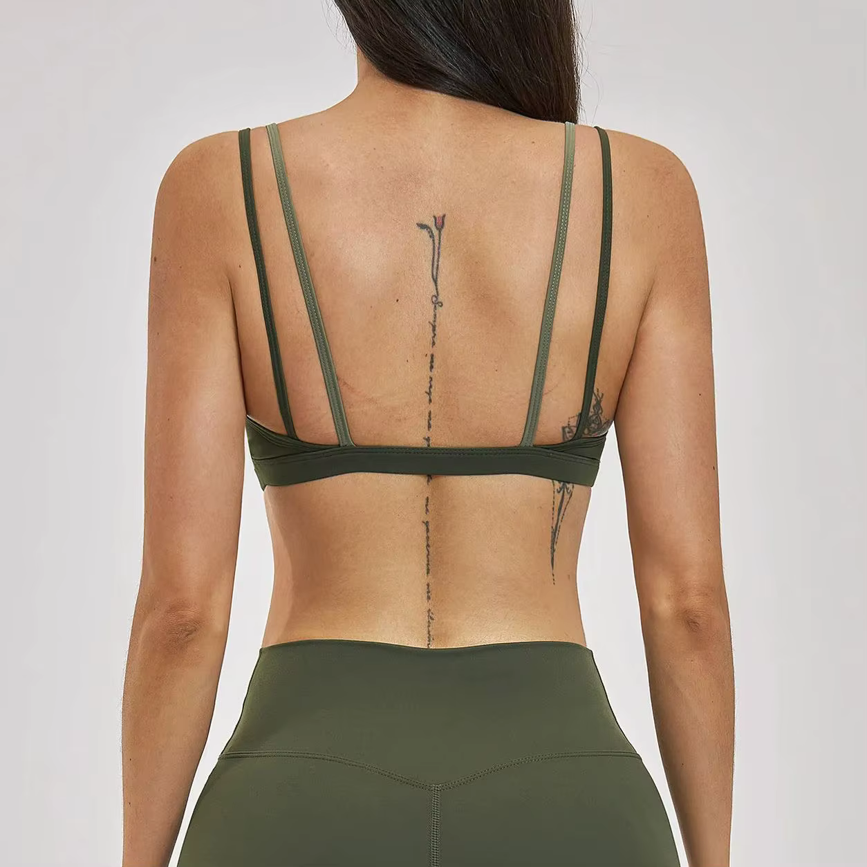Soutien-gorge de sport Ningyu pour femme, dos nu, effet deux pièces, couleurs contrastées, sous-vête