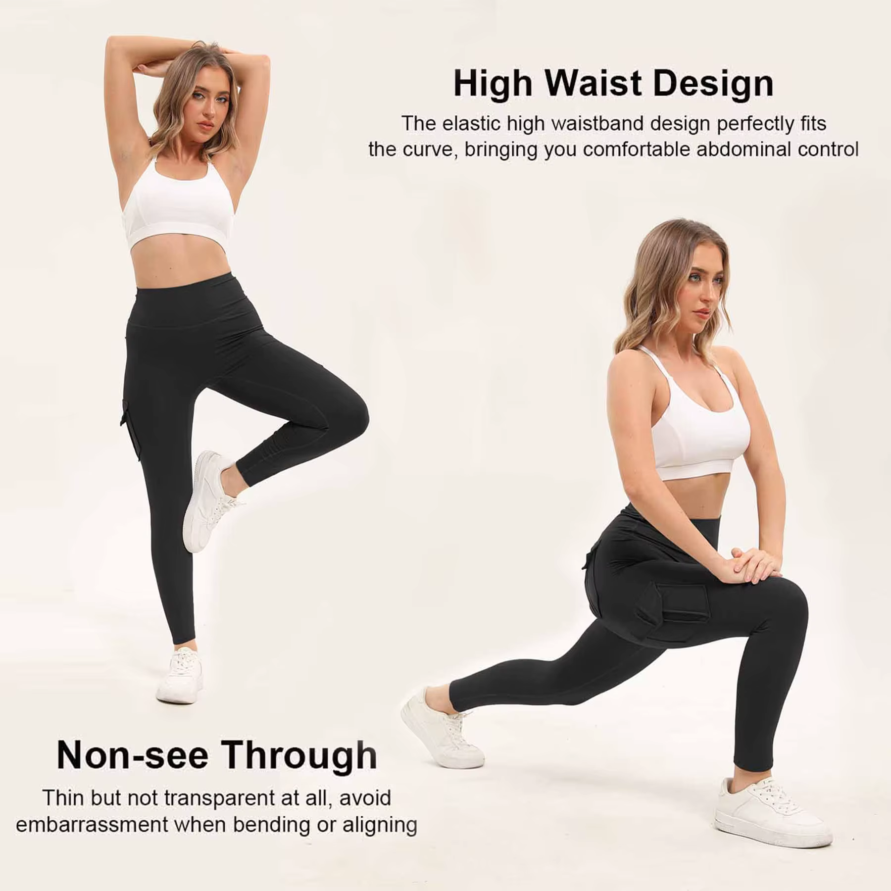 Leggings de gymnastique de couleur unie pour femmes, 3 pièces, taille haute, pantalon de Yoga, Fitne