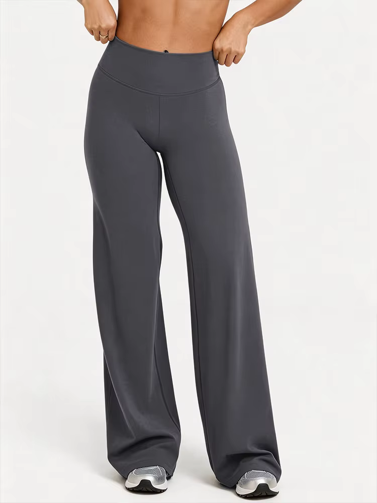 Pantalon de yoga taille mi-haute à jambe droite, pantalon large doux, sensation seconde peau, leggin