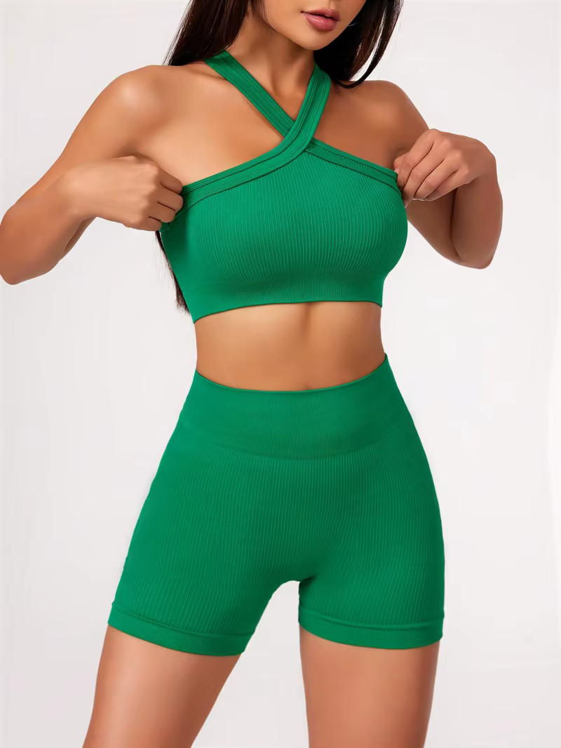 Ensemble de Yoga 2 pièces, sensation nue, vêtements d'entraînement pour femmes, Shorts de Yoga taill