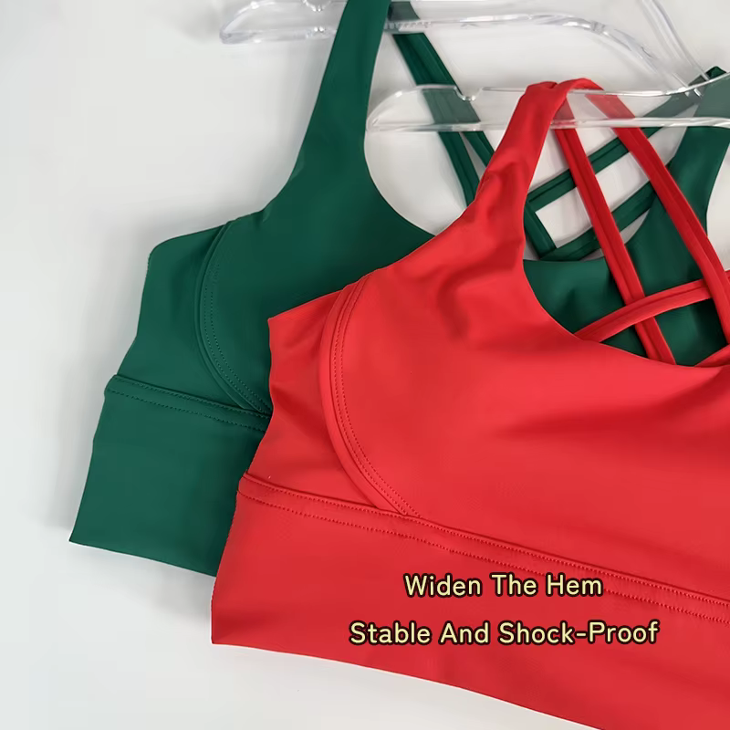 Costume de yoga 2 pièces style Noël, couleur unie, ensemble de fitness, dos croisé, haut de yoga, pa