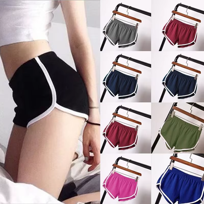 Short de sport pour femmes, couleur bonbon, Anti-vide, slim, décontracté, taille élastique, pantalon