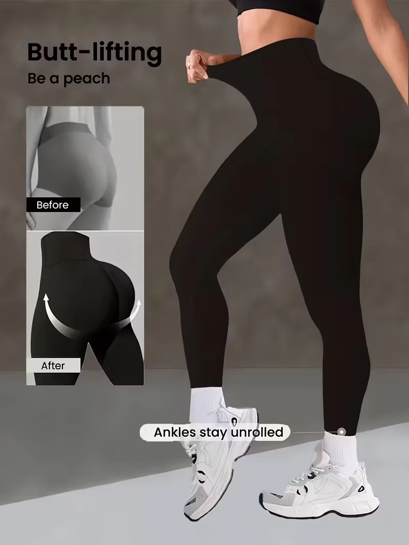 Pantalon de yoga taille haute pour femme, Legging sculptant avec large ceinture, Pantalon d'entraîne