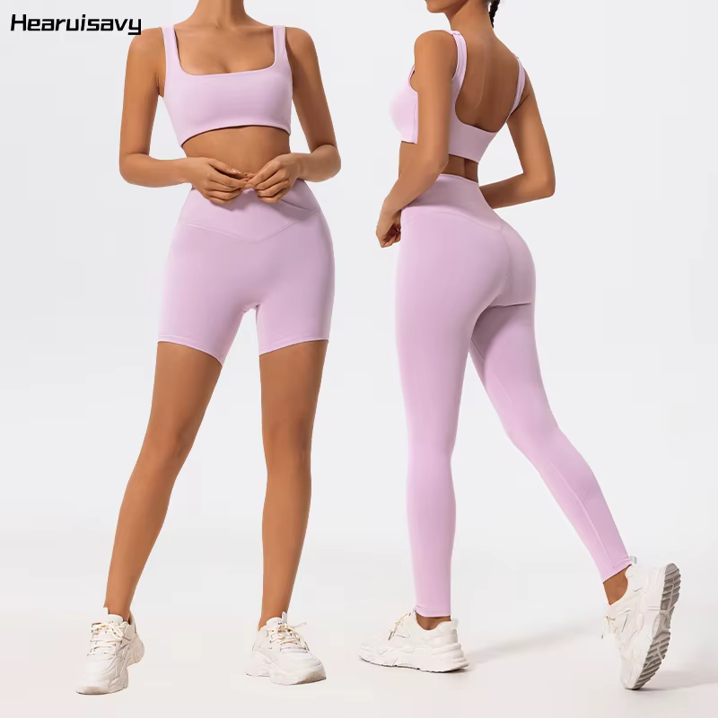 Ensemble de sport deux pièces Hearuisavy d'été de haute qualité pour femme – Vêtements de yoga, tenu