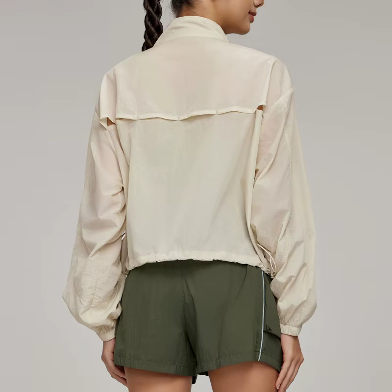 VITALINOVO Veste de sport légère à fermeture éclair pour femme Col montant Veste de randonnée coupe-