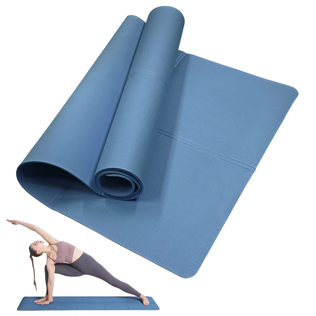 Tapis de yoga en mousse EVA confortable de 3 mm d'épaisseur, tapis de sport pour yoga et Pilates, ta