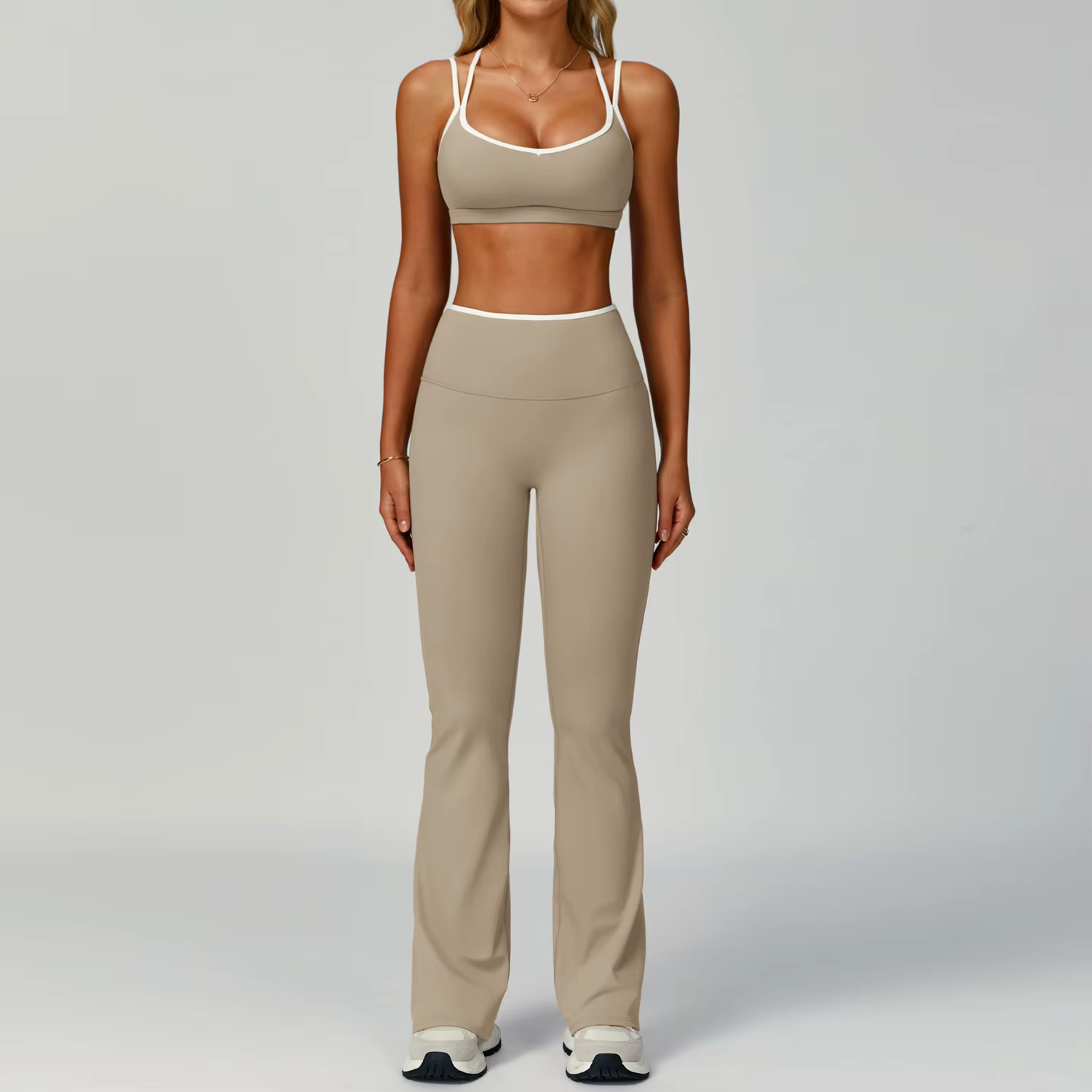 Ensemble de Yoga 2 pièces pour femmes, vêtements de sport, bloc de couleurs, combinaisons de sport,