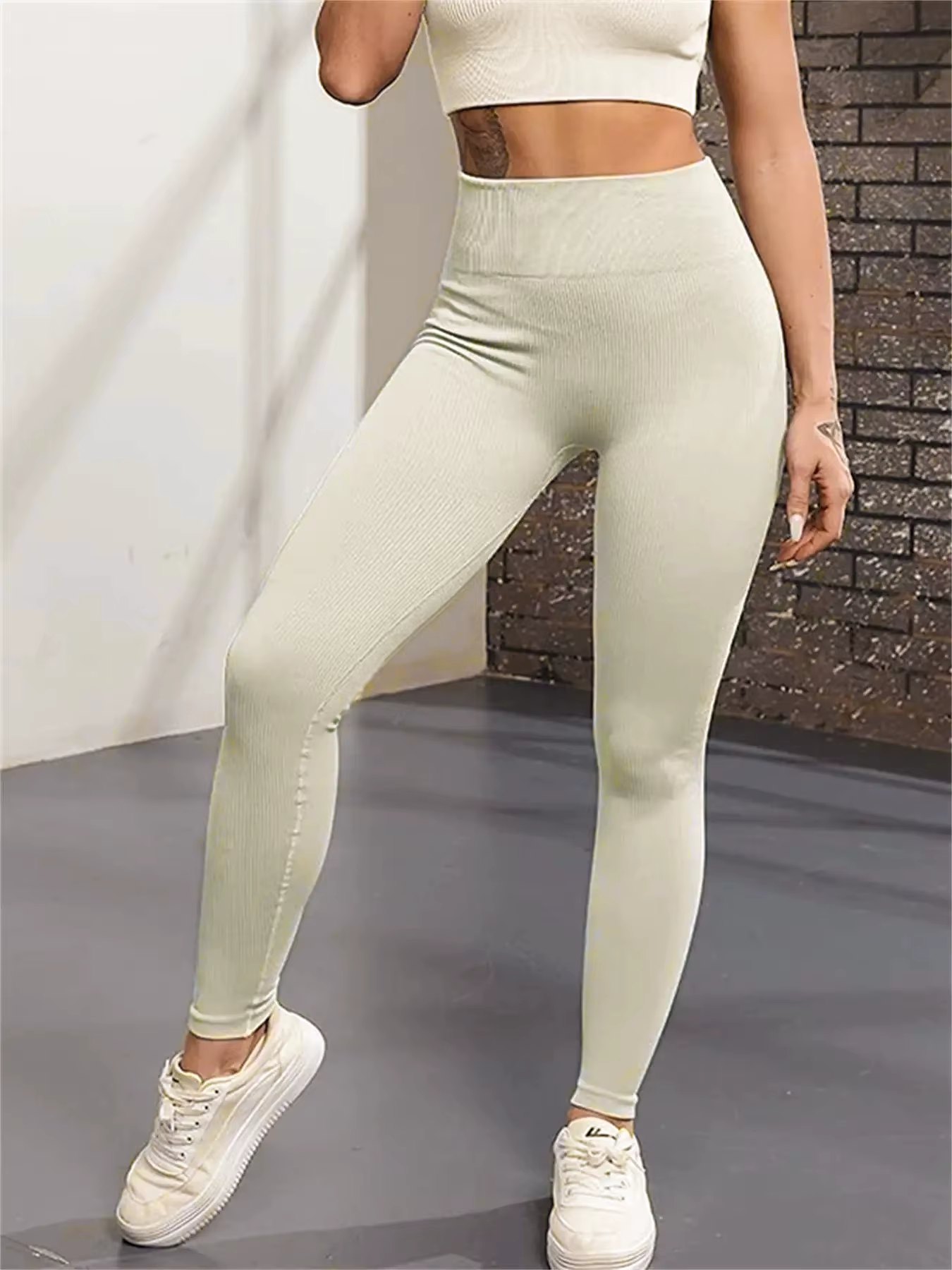 Pantalons de Yoga côtelés pour femmes, Leggings de Sport taille haute, sans couture, Fitness, contrô