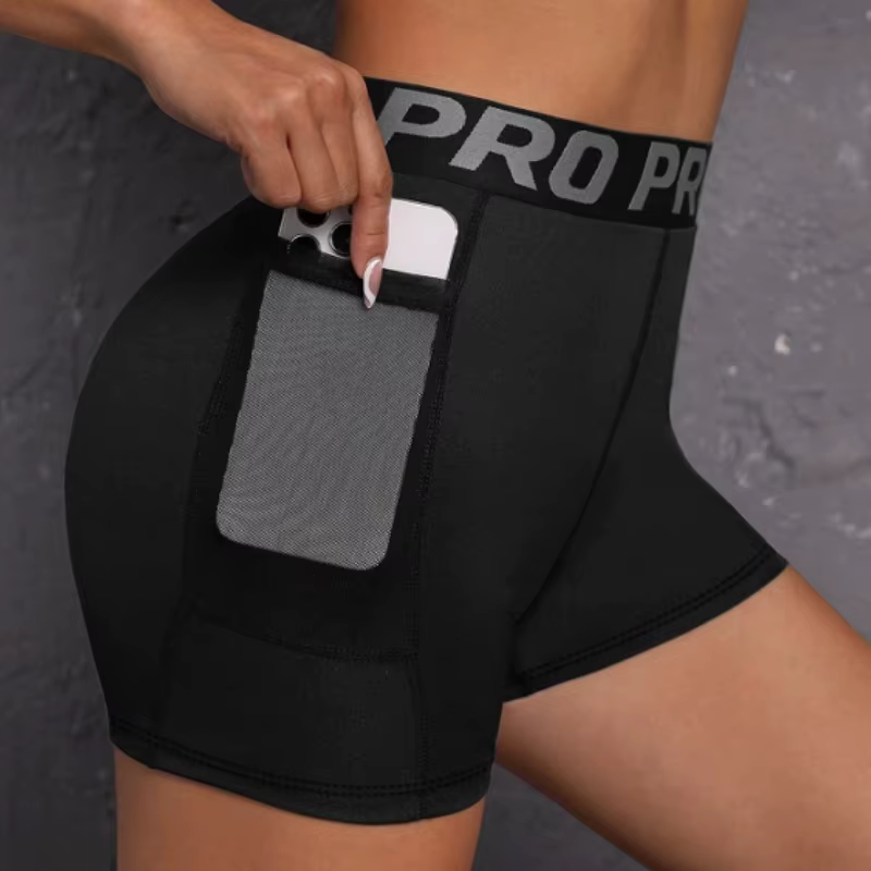 Short trois points pour femme, 2 poches, short de yoga respirant à séchage rapide pour course à pied