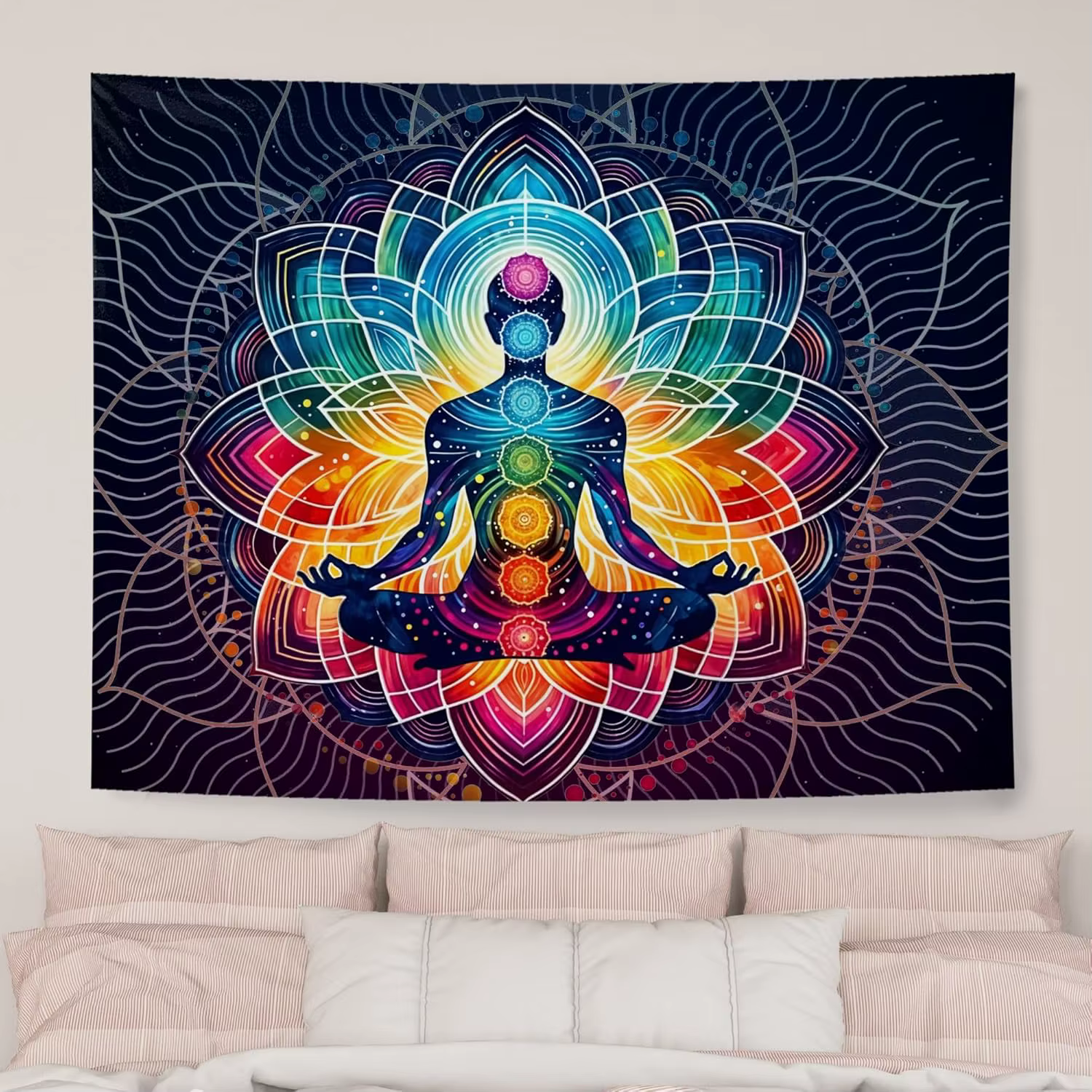 Chakra Yoga méditation tapisserie murale Art spirituel Boho décor pleine conscience salle de pratiqu