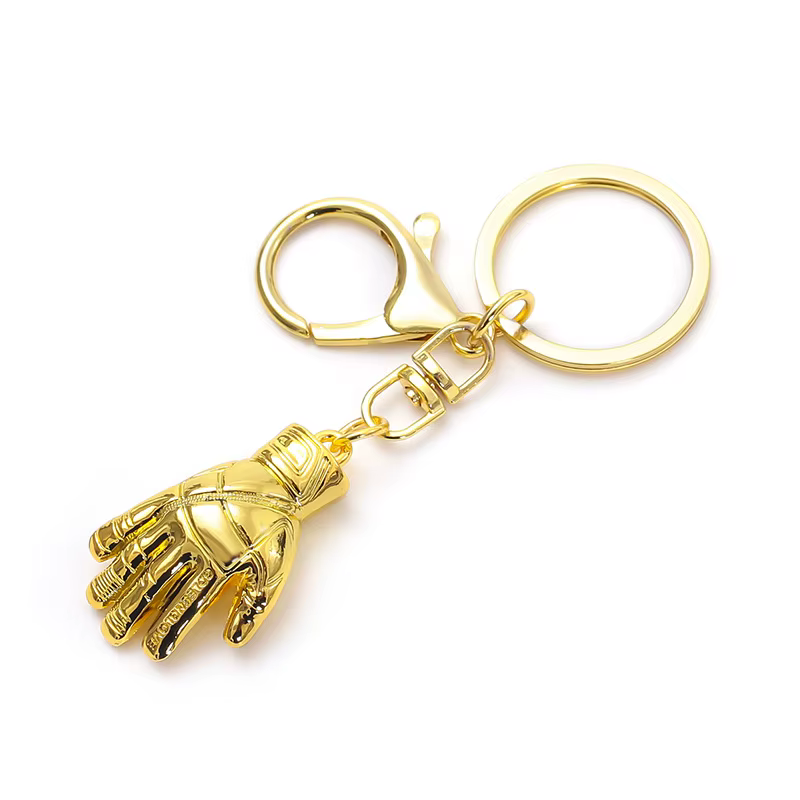 Gants de gardien de but dorés, porte-clés, accessoires clés de sac à dos, gants suspendus, pendentif