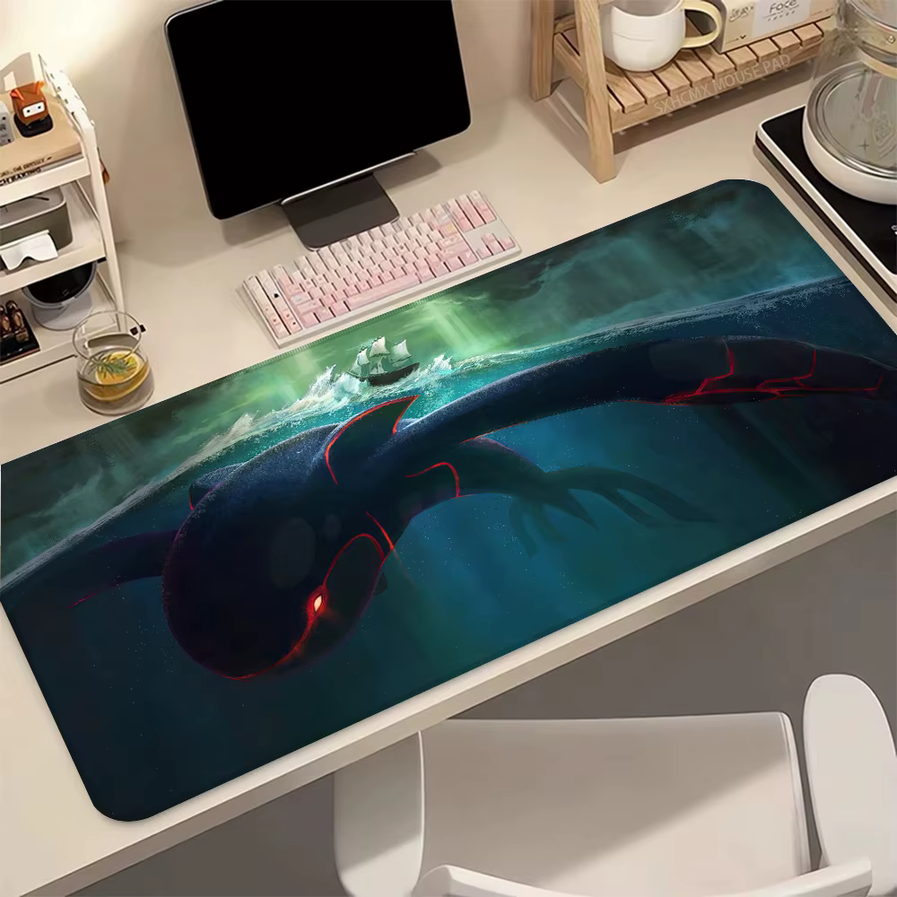 Tapis de souris de jeu P-Pokemon Kyogre XL, grand tapis de souris étendu, base en caoutchouc antidér