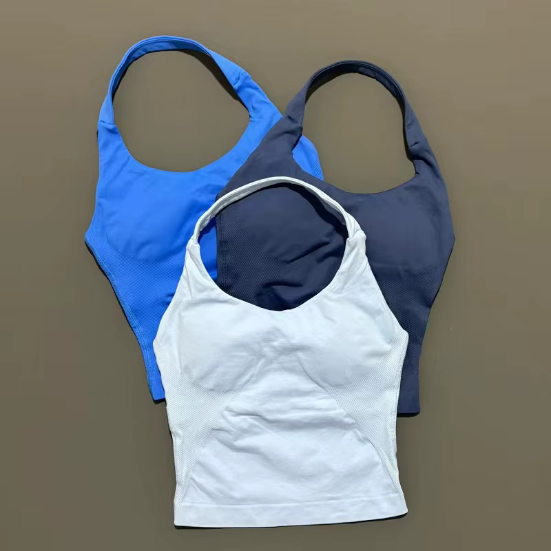 Haut de sport de gymnastique pour femmes, débardeur de Yoga sans couture, haut à bretelles, dos ouve