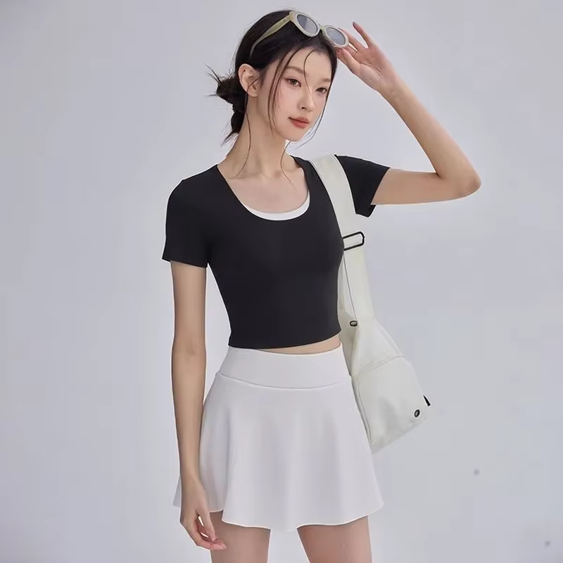 Vêtements de yoga pour femmes, été, nouveau modèle, slim, respirant, vêtements de sport à manches co