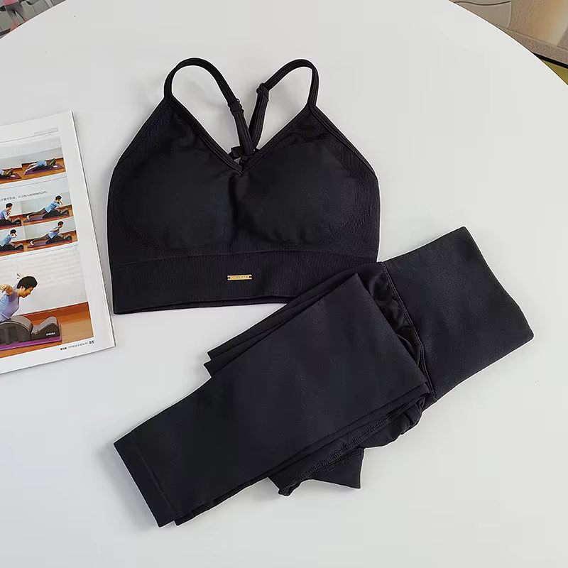 Ensemble de yoga sans couture pour femmes, soutien-gorge de sport taille haute, leggings, ensemble d