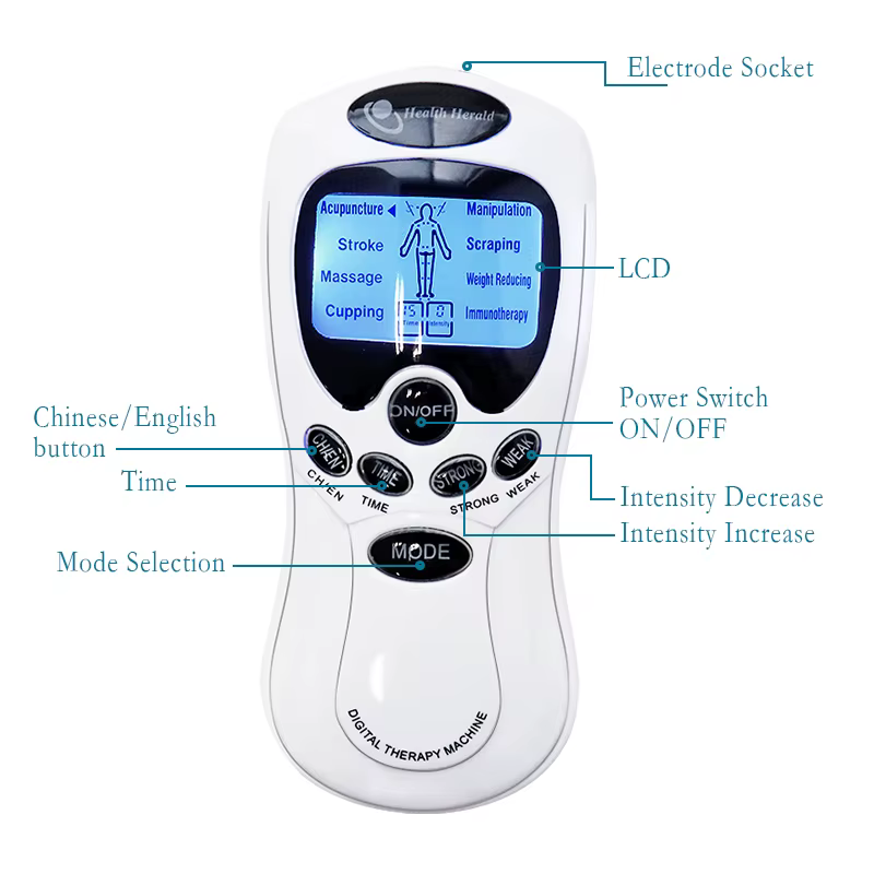 Instrument de Massage électrique Tens à double sortie, stimulateur musculaire EMS électrique, masseu