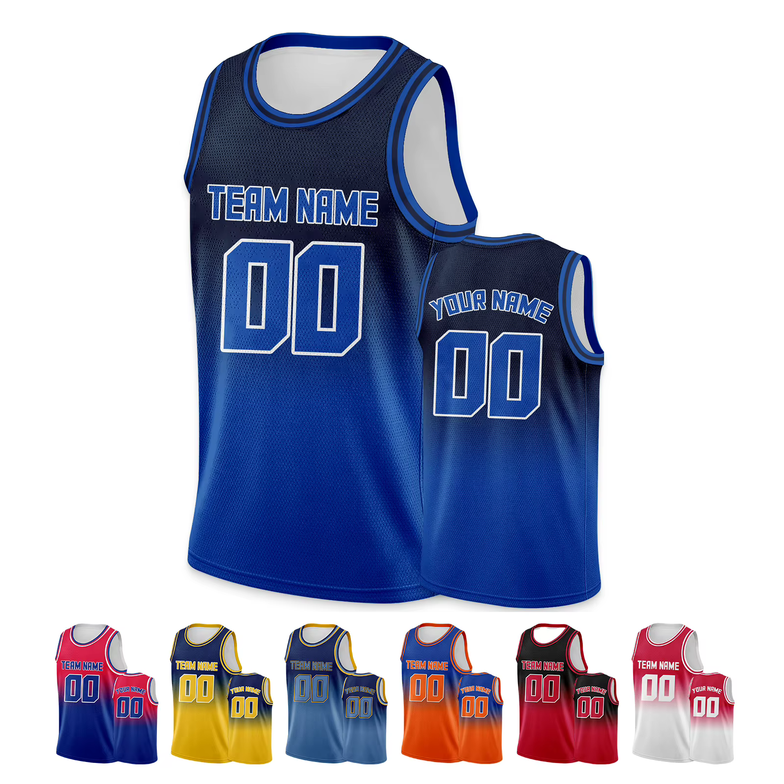 Maillot de Basket-ball Personnalisé Bleu Dégradé, Imprimé avec Nom, Numéro, Logo, Chemise d'Équipe p