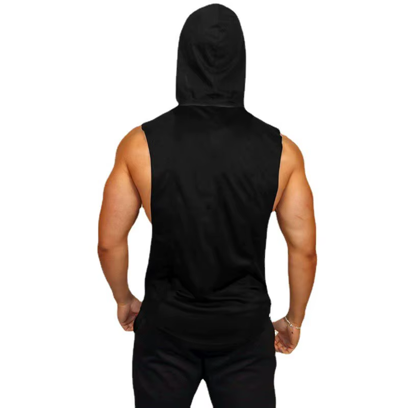 T-shirts d'été amples sans manches à capuche en coton respirant pour hommes, Singlets de Sport, déba