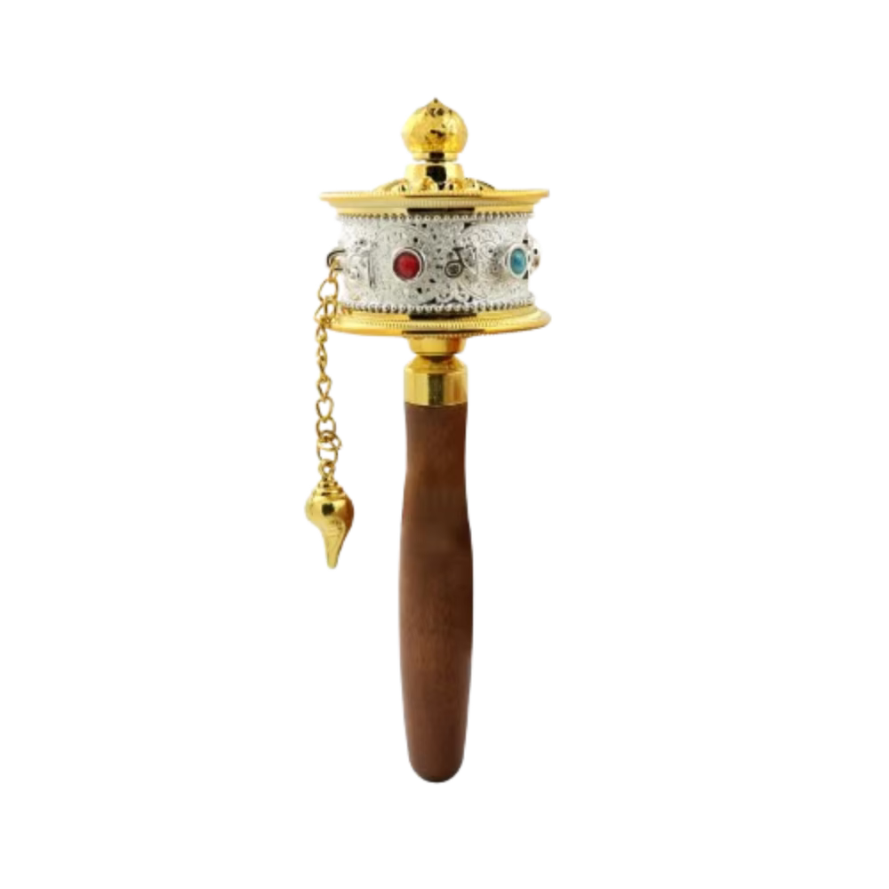 Roue de prière tibétaine à manivelle, Instrument de prière coloré à main, tambour rotatif, ornement