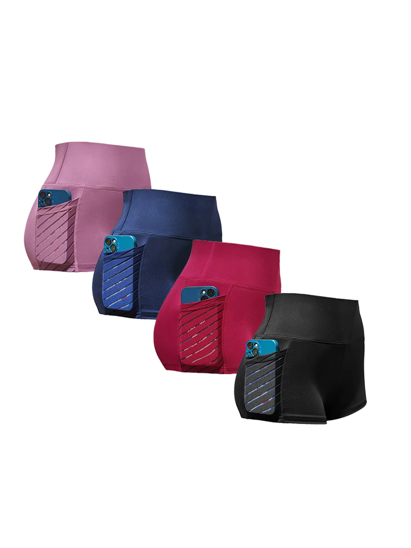 Short de yoga élastique taille haute pour femme, poche latérale, levage de la hanche, course à pied,