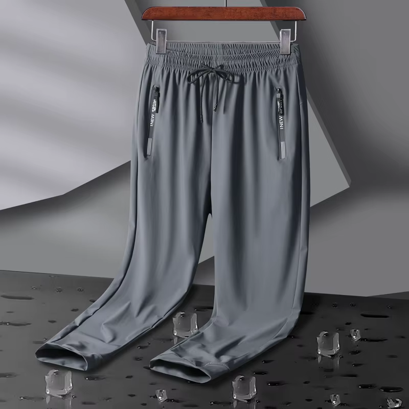 Pantalon de Sport élastique respirant pour hommes, en soie glacée, pour Jogging, survêtement fin, dé