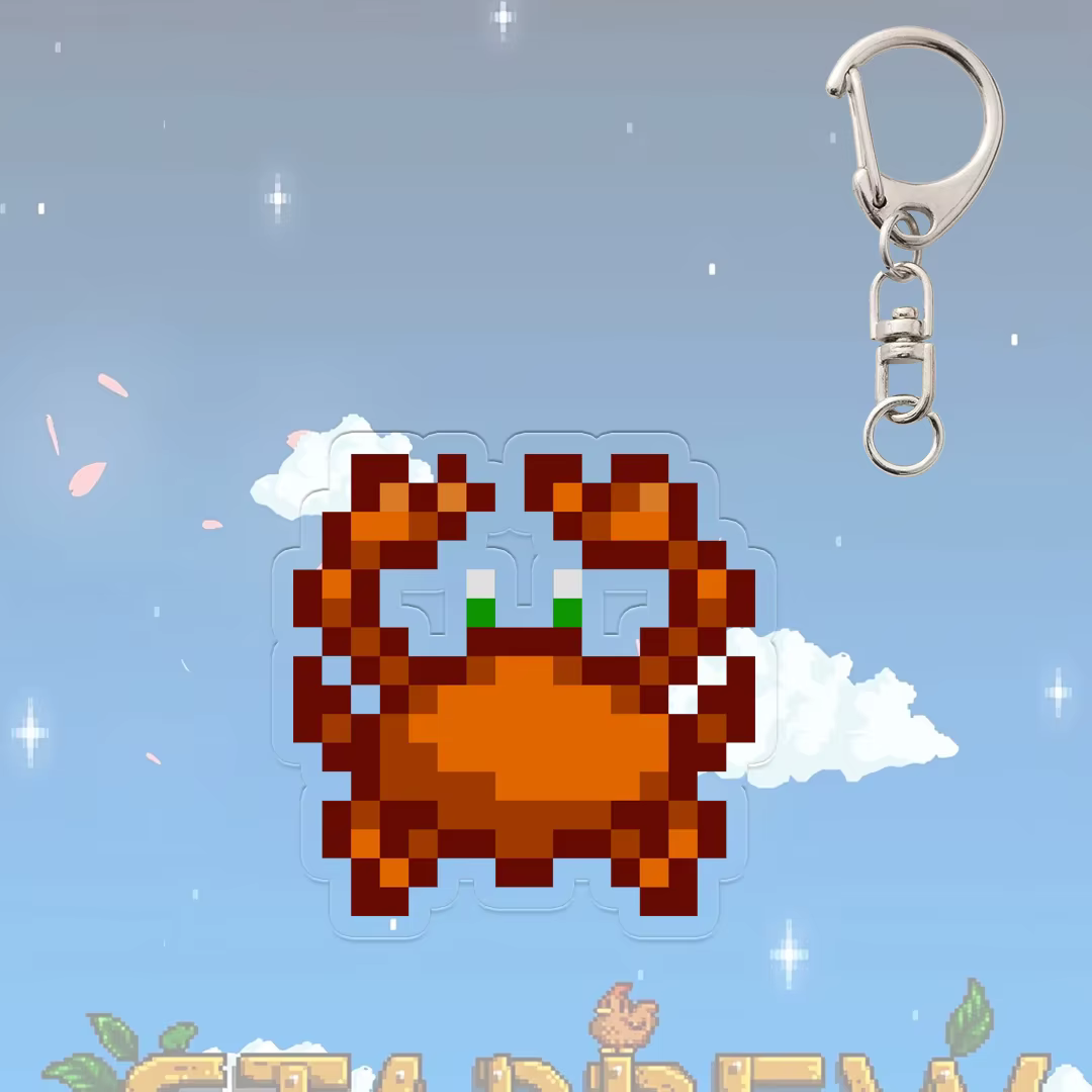 Porte-clés pantalon violet Stardew Valley, accessoires de jeu animé, crabe, œuf, crevettes, intérêt