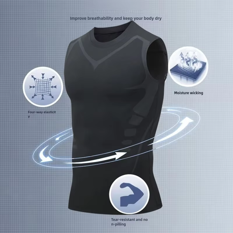 Débardeur de Compression pour hommes, chemise de gymnastique sans manches, vêtements de sport à séch
