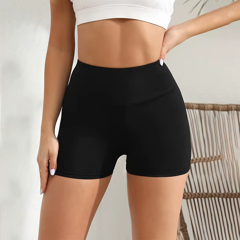 Short d'entraînement en spandex pour femme, short de yoga doux taille haute