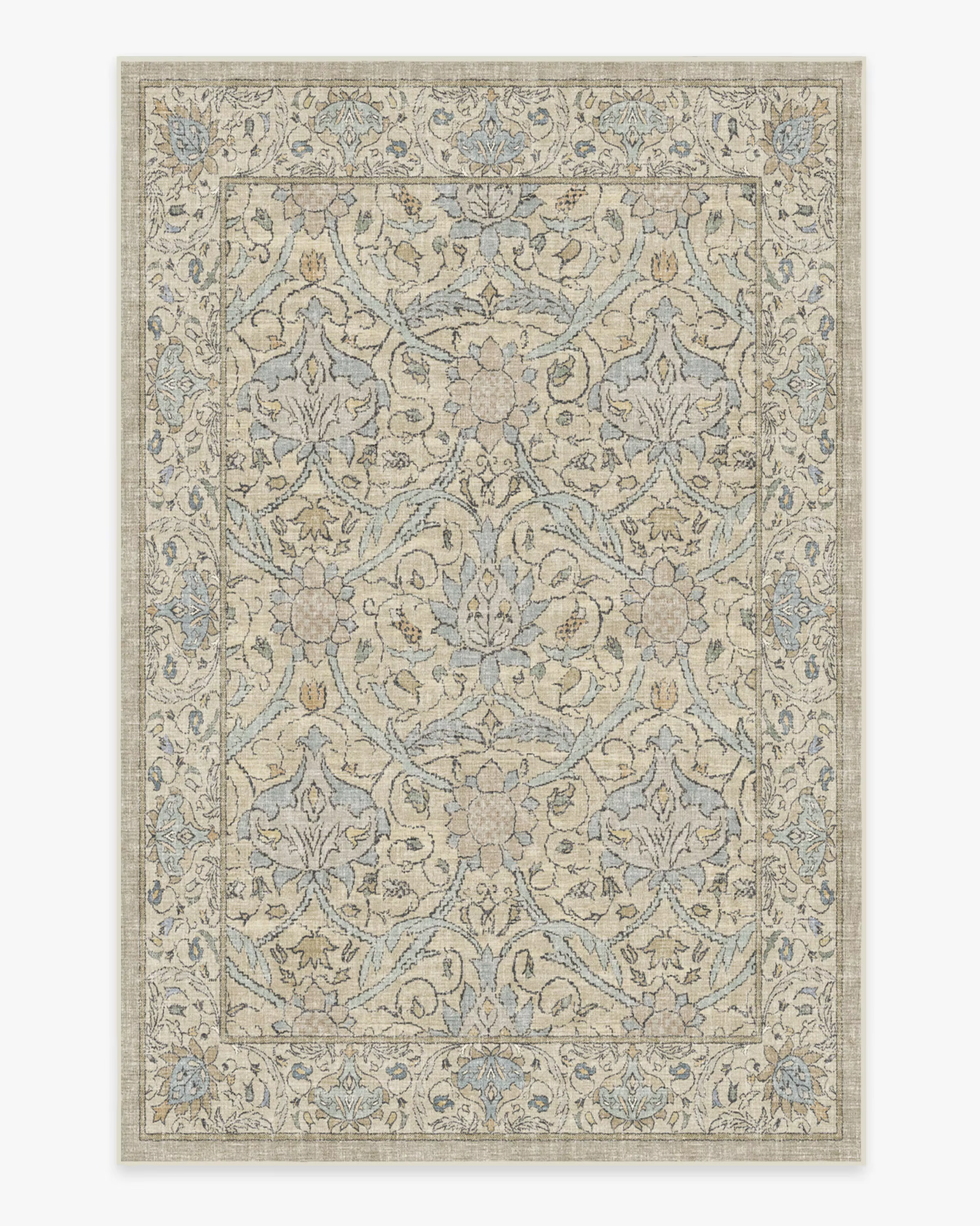 Turc Vintage Beige Floral Zone Lea William Instabilité Pierre Naturelle Tufté Lea Décor De Ferme, Sa