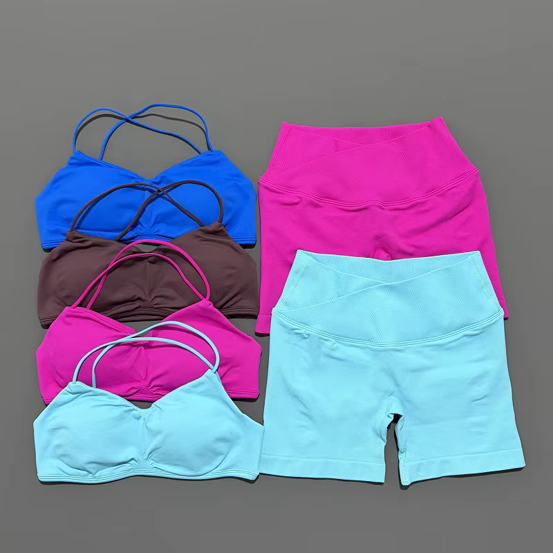 2 pièces Vision ensemble de gymnastique femmes Yoga haut court taille haute Scrunch sans couture Sho