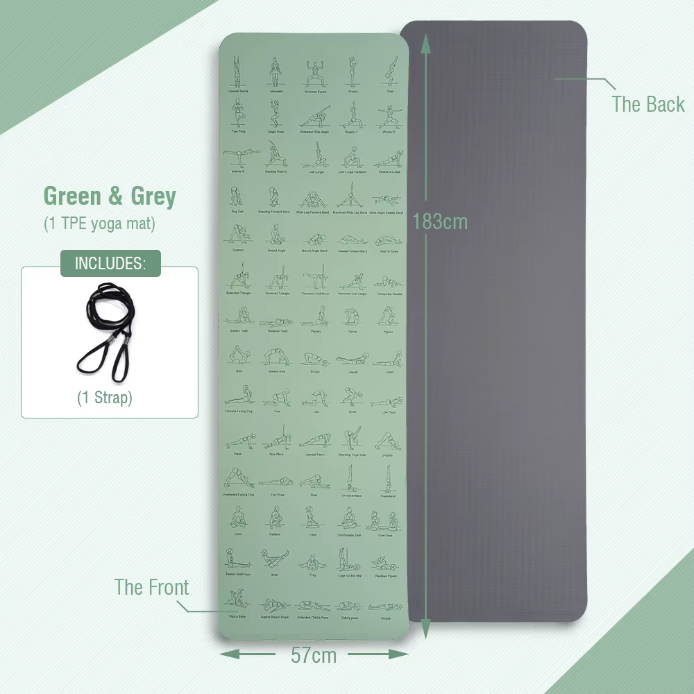 Tapis de Yoga TPE 183 cm * 57 cm tapis de sport antidérapant écologique pour l'exercice Yoga et Pila