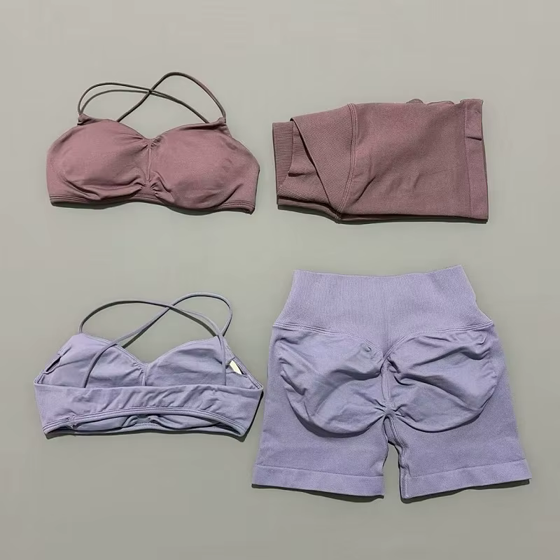 2 pièces Vision ensemble de gymnastique femmes Yoga haut court taille haute Scrunch sans couture Sho
