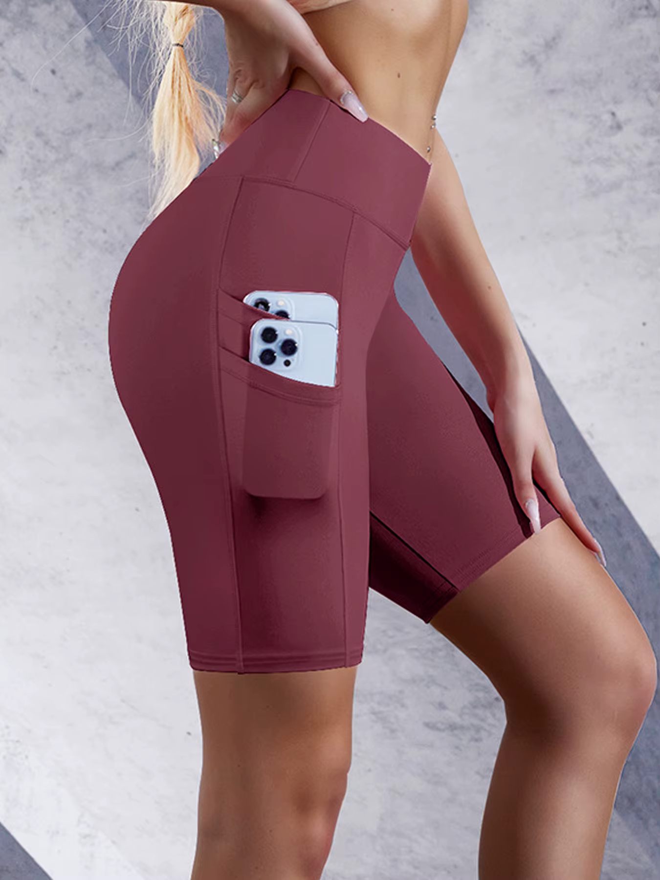 Short de yoga skinny avec poches latérales pour femme, haut de sport, jogging, course à pied, fitnes