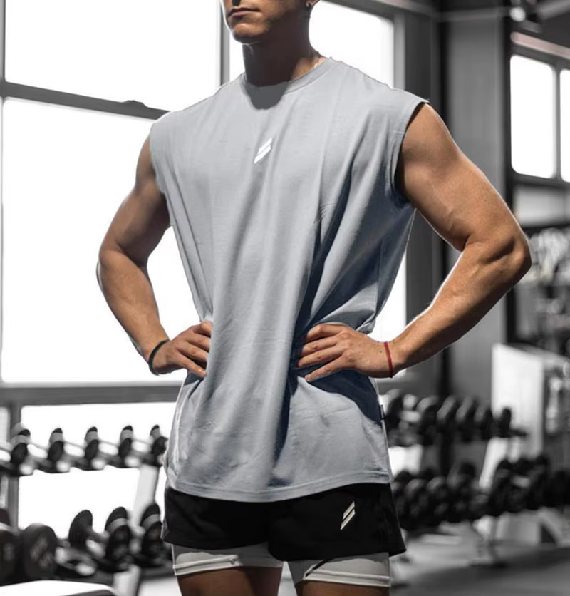 Camiseta deportiva sin mangas para hombre, chaleco de secado rápido, transpirable, ample, pour entra