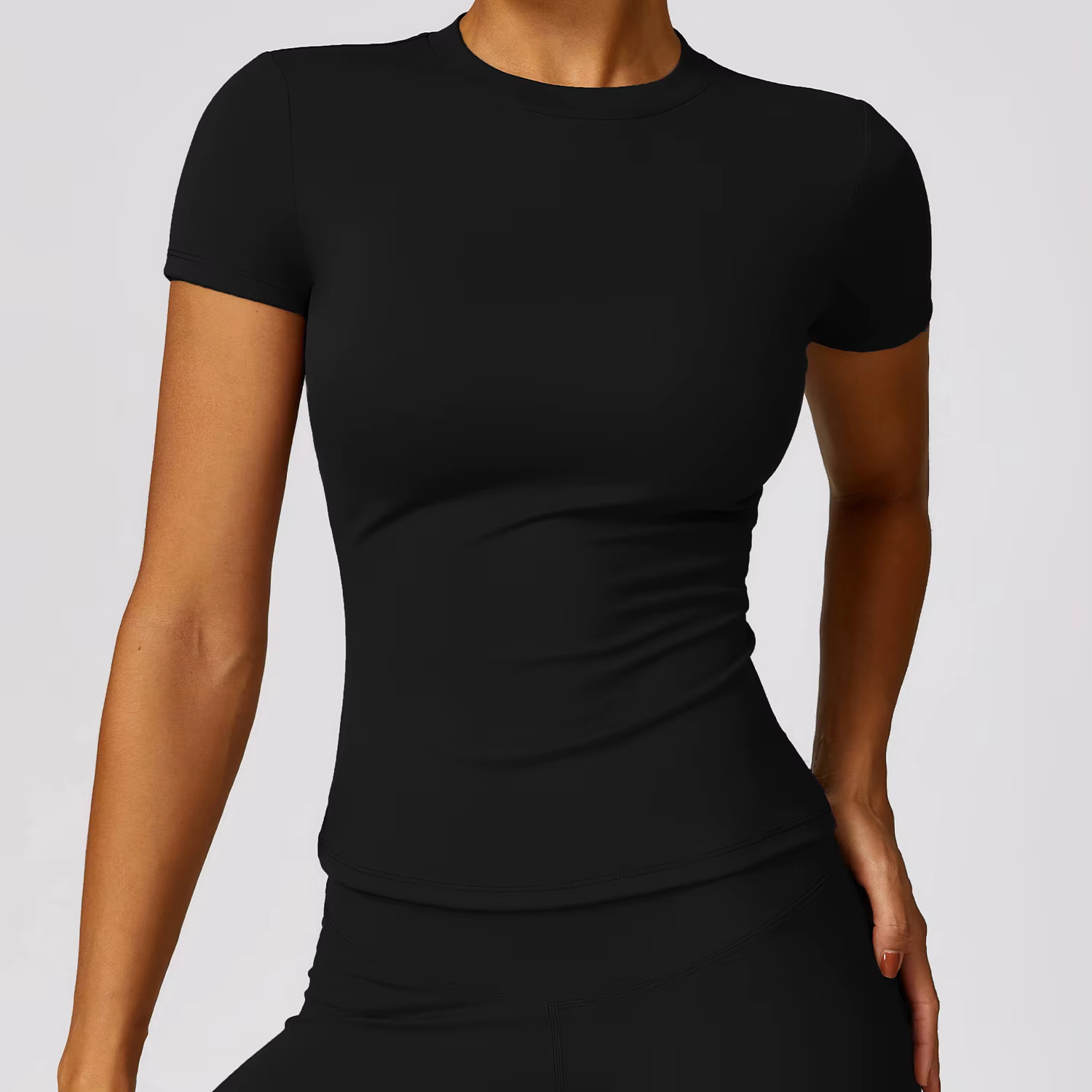 Femmes Sexy haut de Yoga sans couture Sport t-shirts vêtements de Fitness à manches courtes chemise 