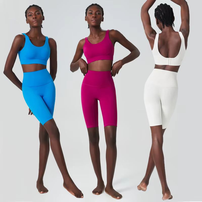Ensemble de Yoga et Fitness pour femmes, couleur unie, doux, combinaison de gymnastique, respirant,