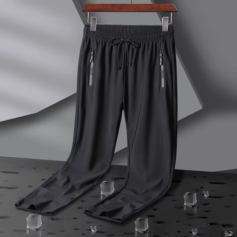 Pantalon de Sport élastique respirant pour hommes, en soie glacée, pour Jogging, survêtement fin, dé
