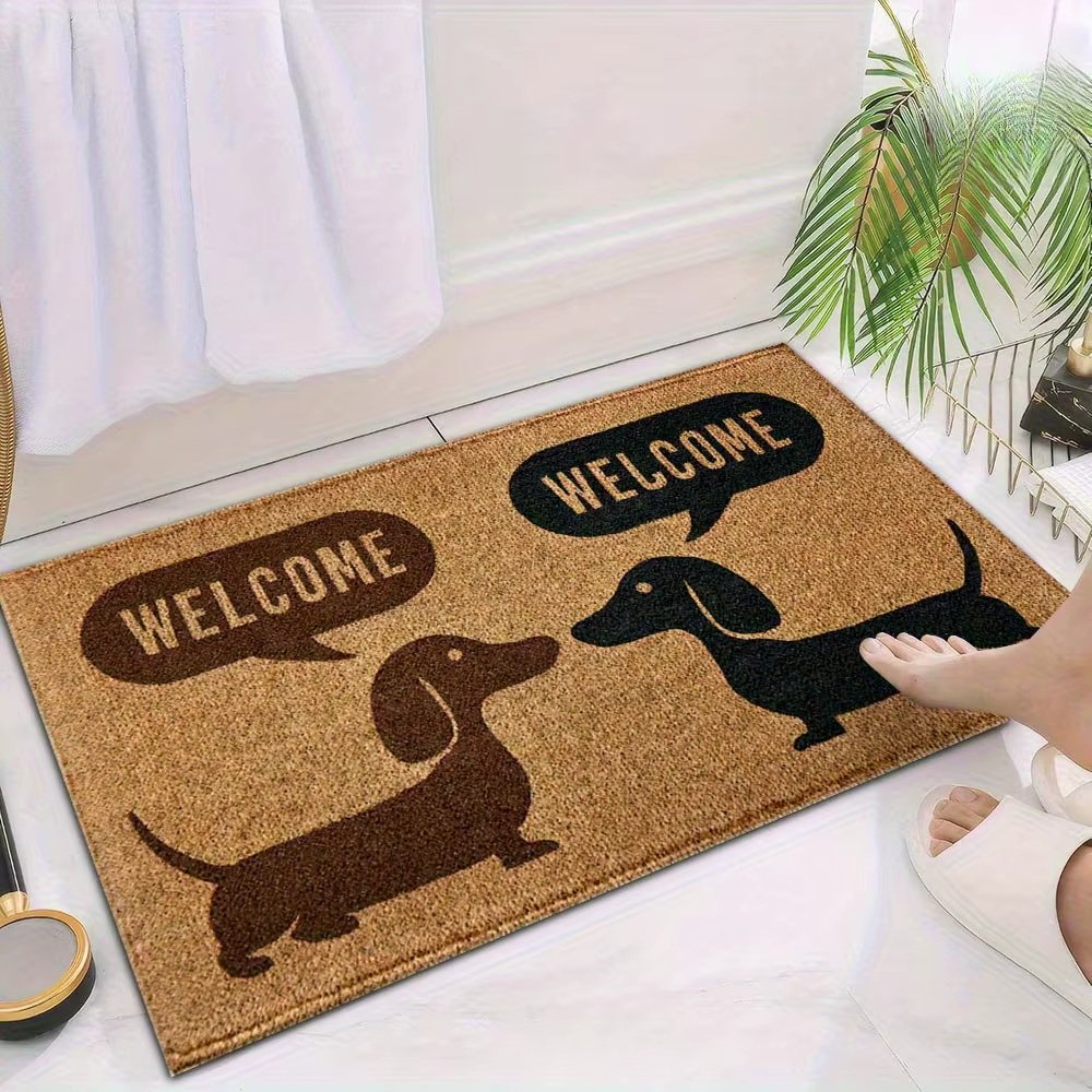 Tapis de bienvenue en forme de teckel, tapis de sol antidérapant avec silhouette de chien, décoratio