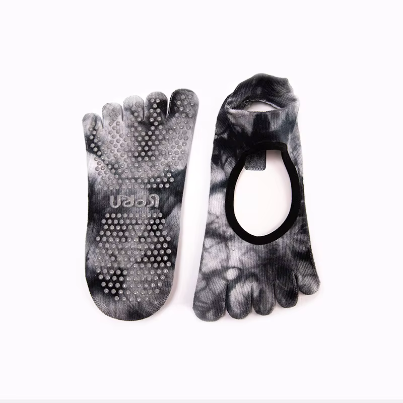 Chaussettes de yoga professionnelles en silicone pour femme, anti-ald, coton respirant, cinq orteils