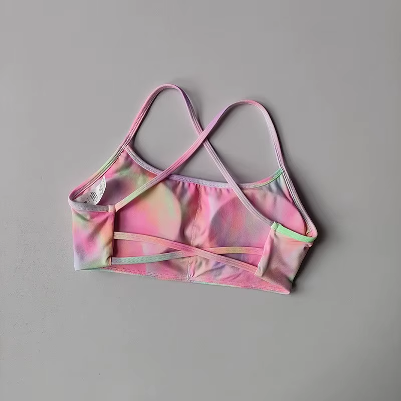 Soutien-gorge de Fitness de couleur unie pour femmes, dos croisé doux, haut de Sport avec coussinet