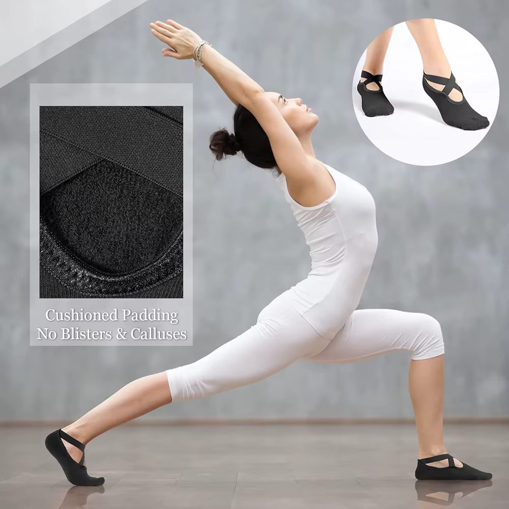 6 paires de chaussettes de Yoga pour femmes chaussettes de Barre antidérapantes avec sangles chausse