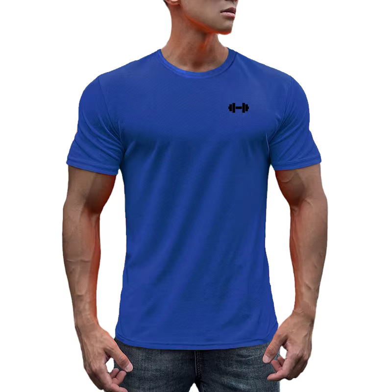 T-shirt à manches courtes et col rond pour homme, vêtement en maille, respirant, séchage rapide, coo