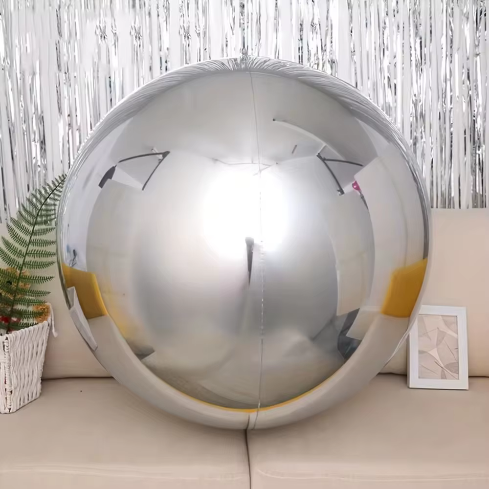 Ballon sphère en Mylar en aluminium 4D, 32 pouces, argent et or, pour fête d'anniversaire, mariage,