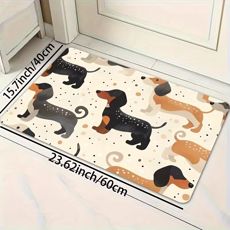 Tapis de porte mignon motif chien teckel de dessin animé, tapis de couloir, tapis de salon, tapis de