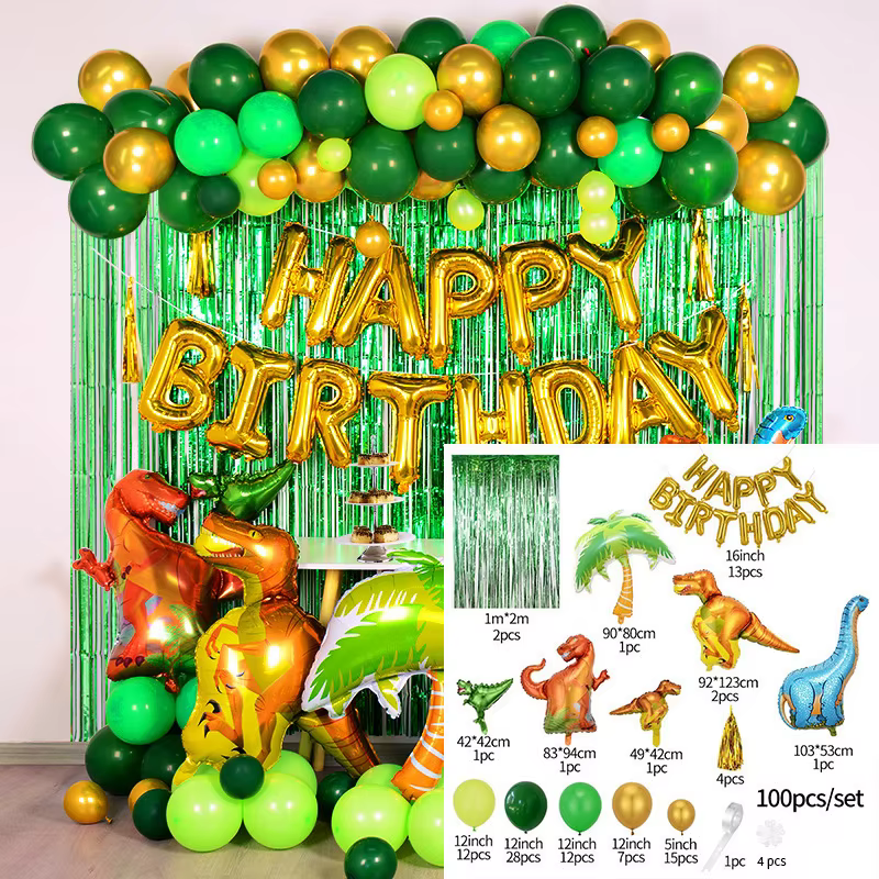 Ensemble de ballons dinosaure arc pour anniversaire d'enfants, fête à thème dino, ballons en alumini
