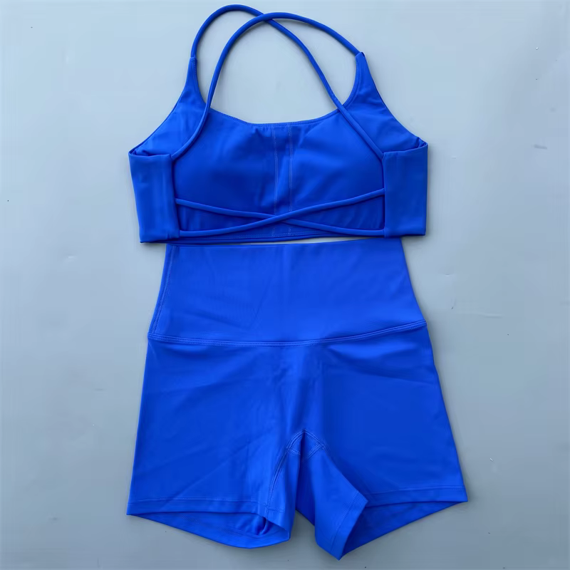 Ensemble short de Yoga deux pièces pour femmes, tenue de sport, d'entraînement, de Fitness, bretelle