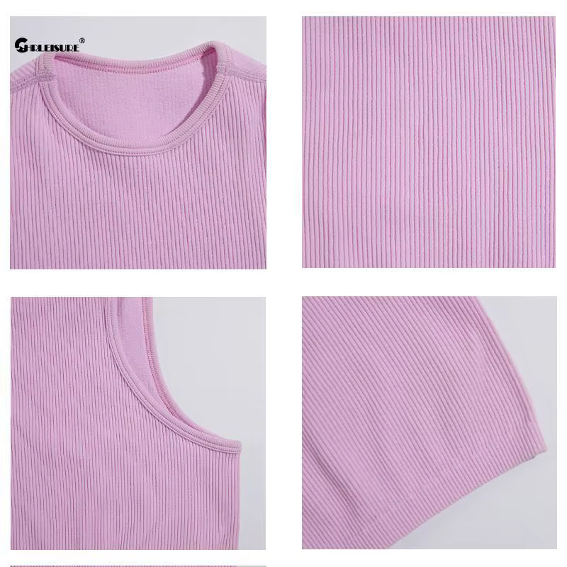 CHRLEISURE – soutien-gorge de Sport pour femmes, gilet de Yoga en tricot côtelé, col rond, haut cour