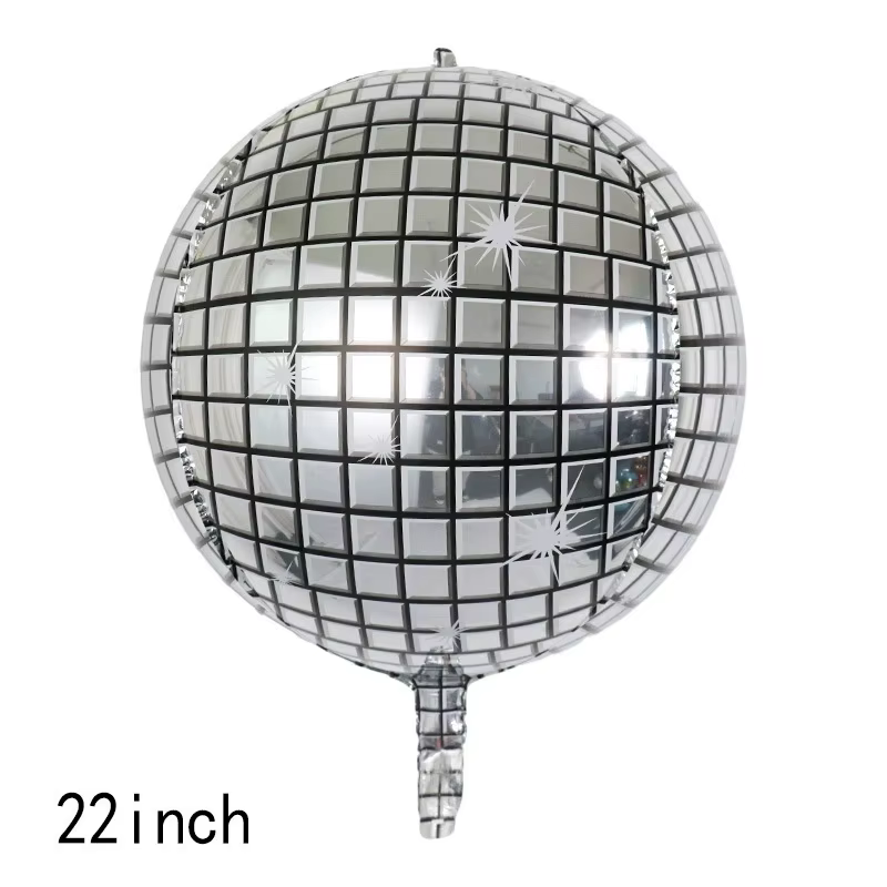 Ballon rond 4D argenté de 22 pouces, 1 pièce, adapté à la décoration de enterres d'anniversaire, scè