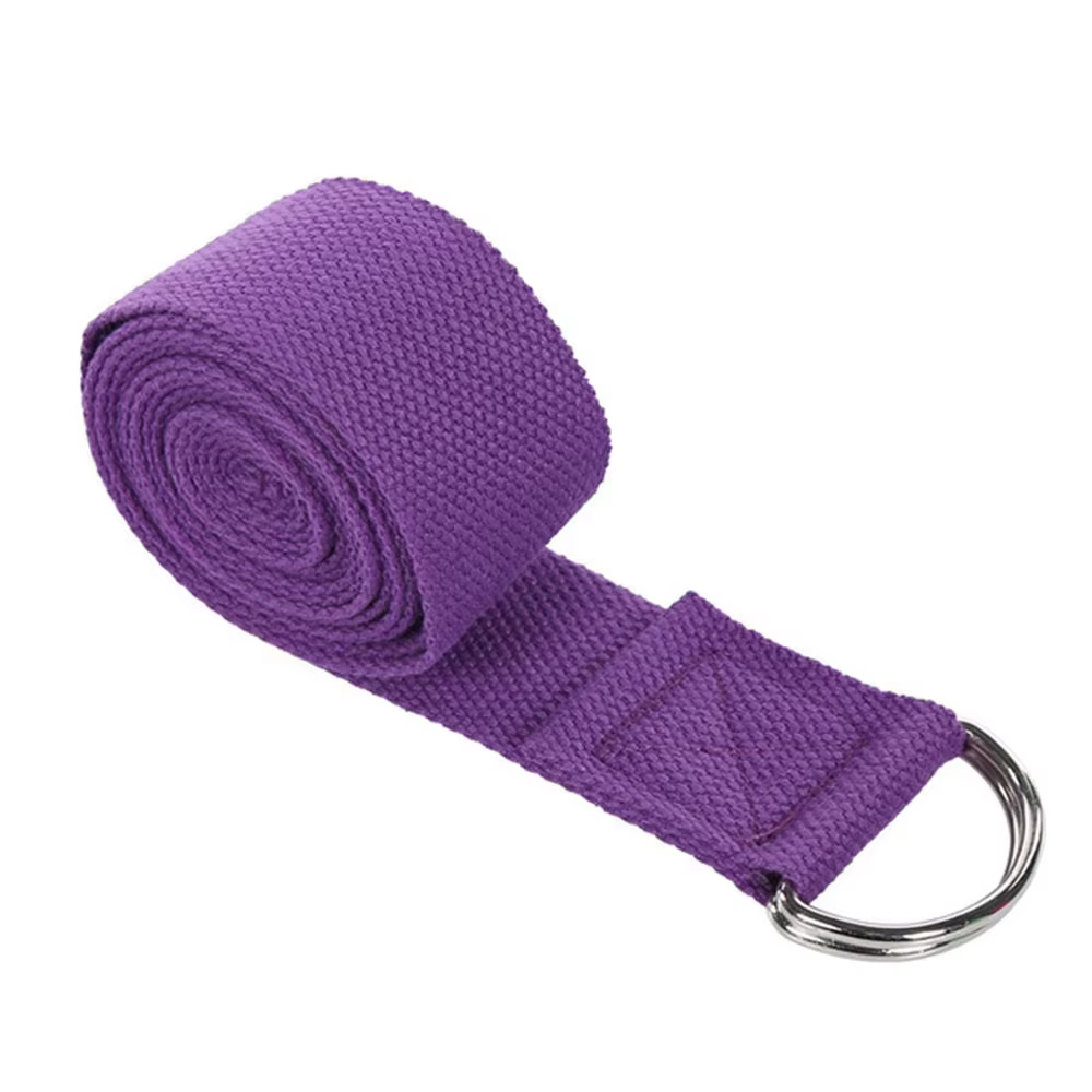 Sangle de yoga sportive de 180cm, en coton durable, boucle à anneau en D réglable, antidérapante, po